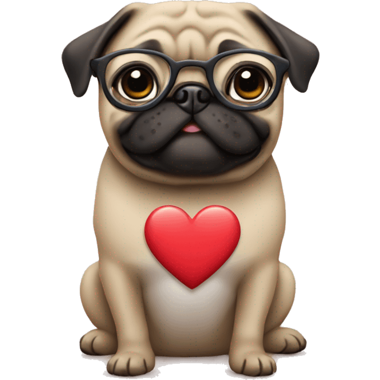 pug with heart eyeglasses emoji