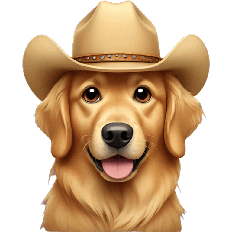 golden retriever with a tiny cowboy hat emoji