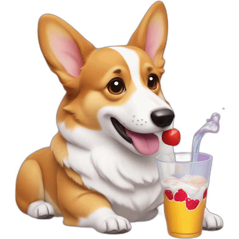 corgi drinking a redbull emoji