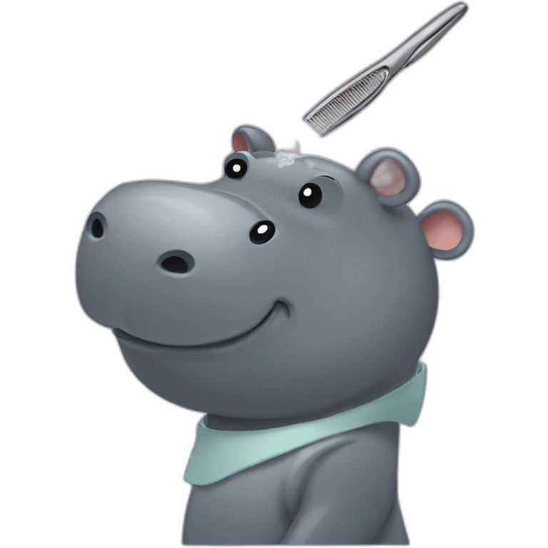 Hippo getting a haircut emoji