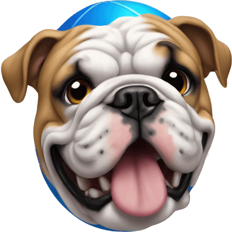 English bulldog with blue ball emoji