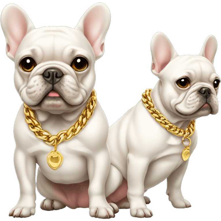 Frenchie dog wearing gold chain emoji