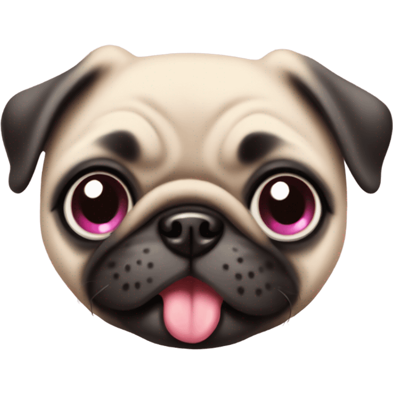 Cute Baby Pug with pink eyes smiling and playful  emoji