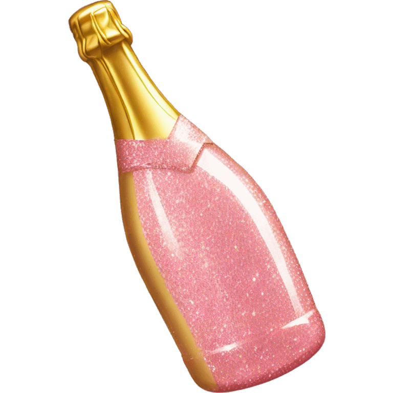 Pink glitter champagne bottle  emoji