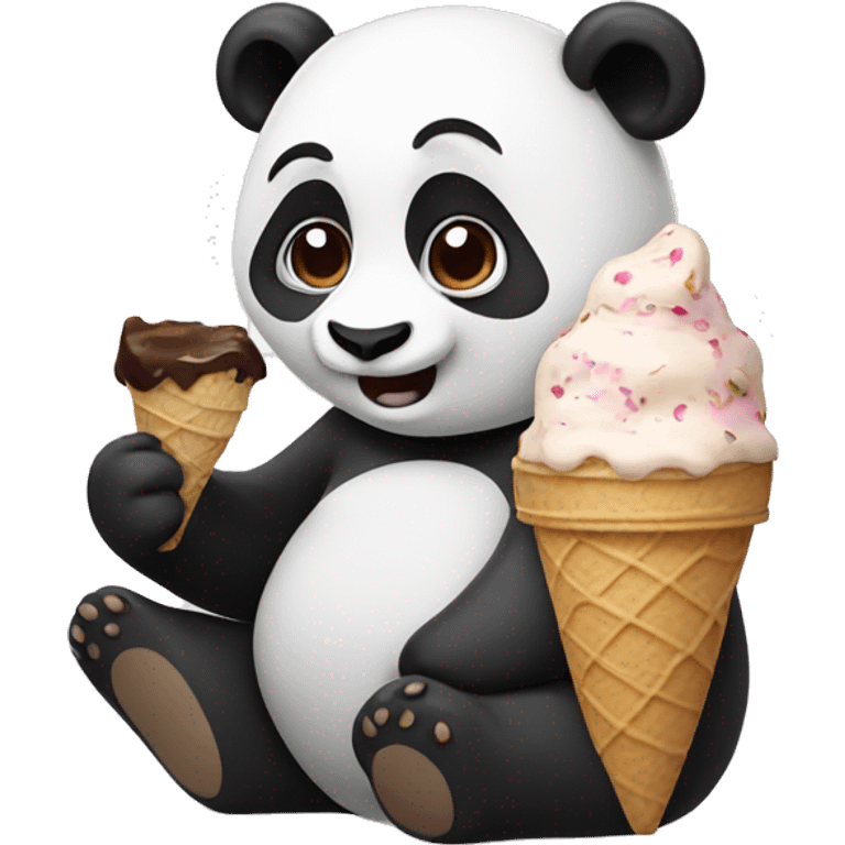 Panda eating ice cream emoji