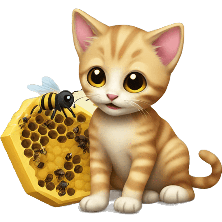 kitten eating a bee emoji