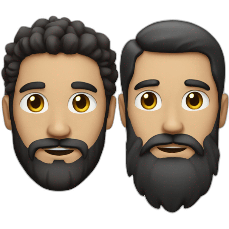 Two latin Bearded Men with a black and white cat emoji