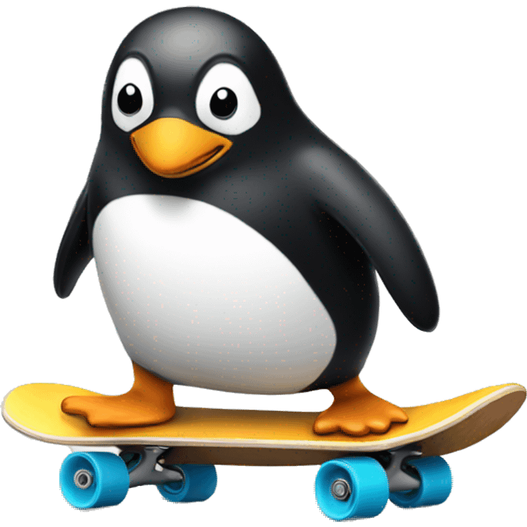 Penguin on a skateboard emoji