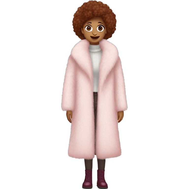 Burgundy haired girl wearing Pale pink full length fur coat emoji