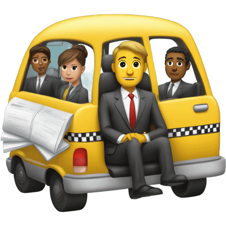 office workers in a taxi cab emoji