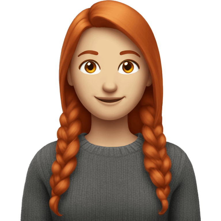 smiling girl in office sweater redhead emoji