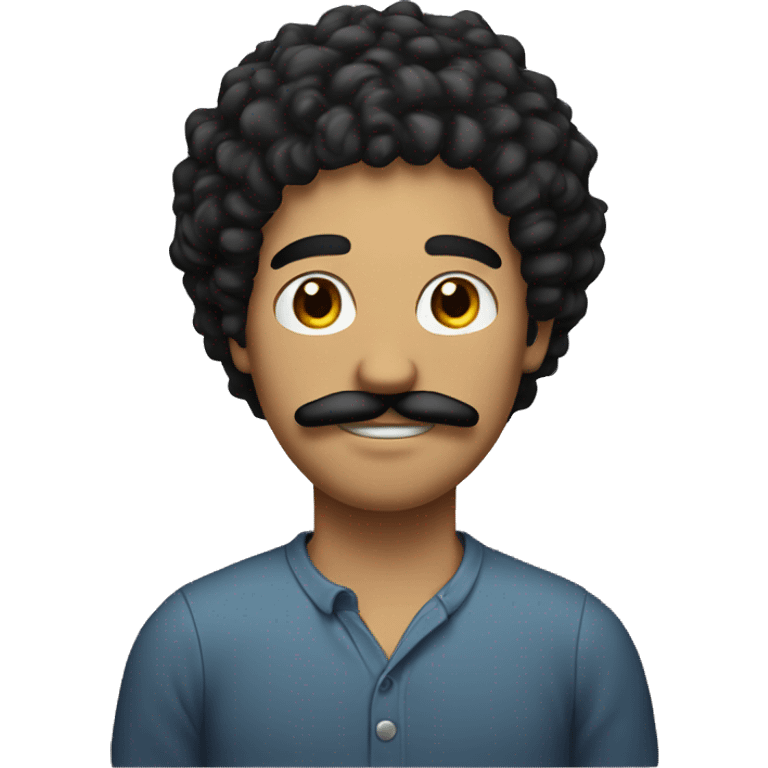 Guy with black curly hair with a mustache  emoji