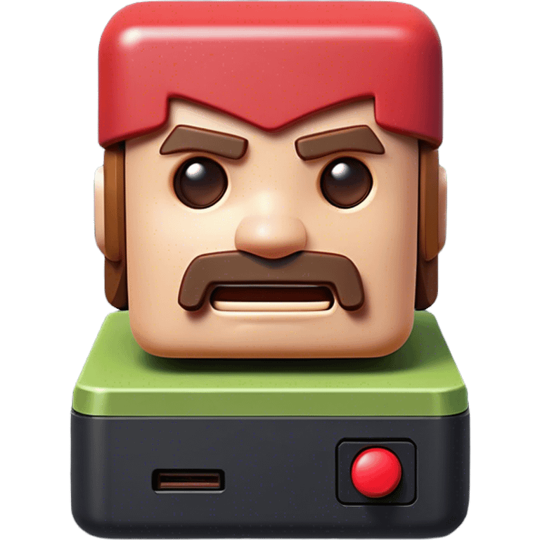 Clash of Clans aesthetic: Cinematic Playful NES Console Portrait Emoji, rendered in a 3D vector-style similar to standard emojis with minimal shading and bold, simplified shapes. A compact, distinct form with signature details, softly glowing with a nostalgic gaming charm. Simplified yet unmistakably iconic, highly detailed and consistent, glowing with a soft radiance and high shine. Stylized with a touch of retro gaming magic and a soft glowing outline, capturing the essence of a beloved gaming relic with a friendly, playful manner! emoji