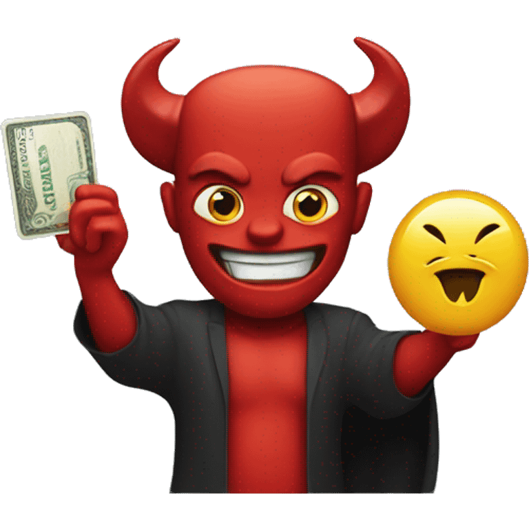 The devil holding a debit card emoji