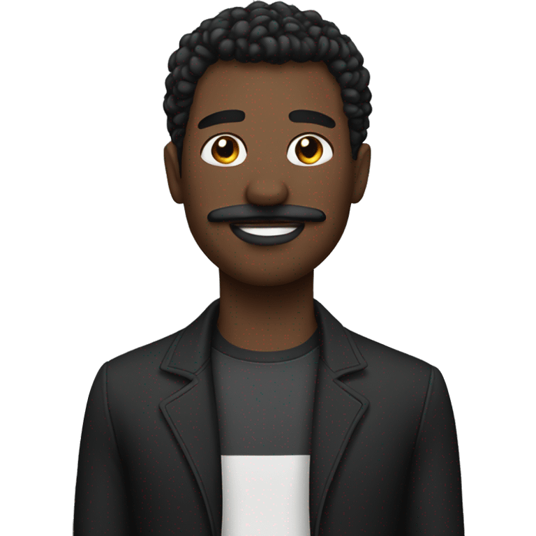 Guy with black air with skin and little moustache  emoji