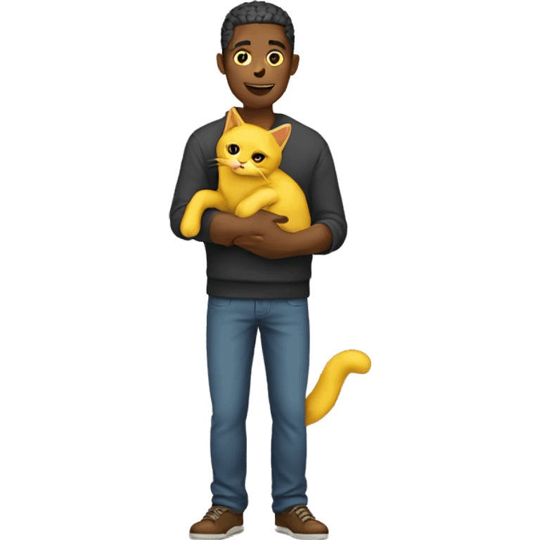 man holding a yellow cat emoji