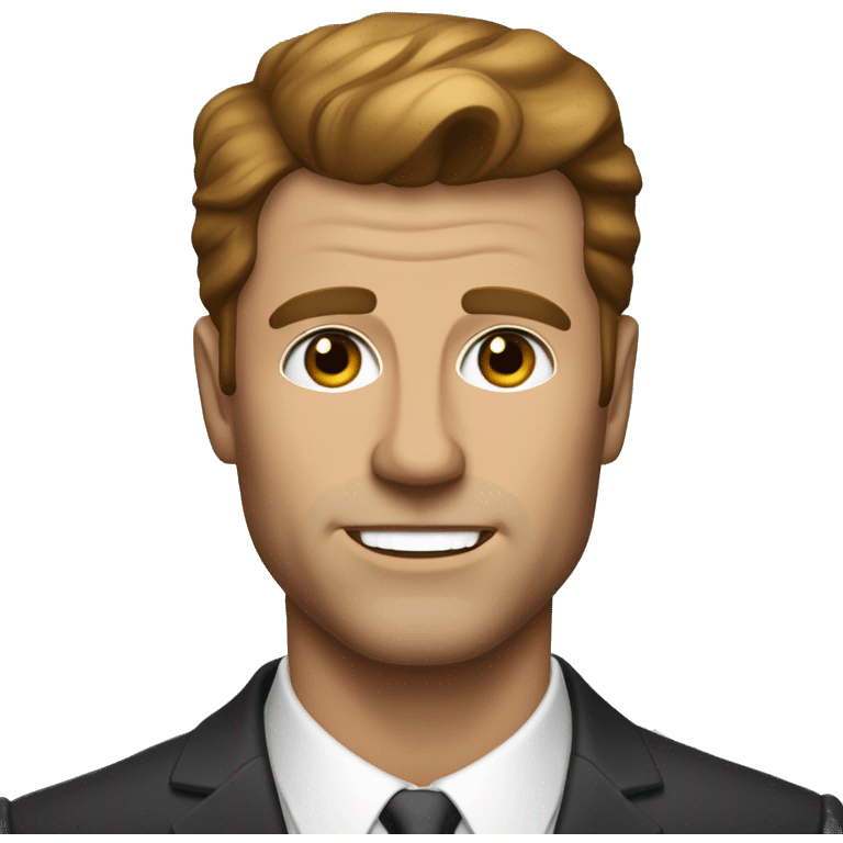 man thats white with brown hair, a suit on amazing yet manly eyelashes, that is looking like jfk  emoji