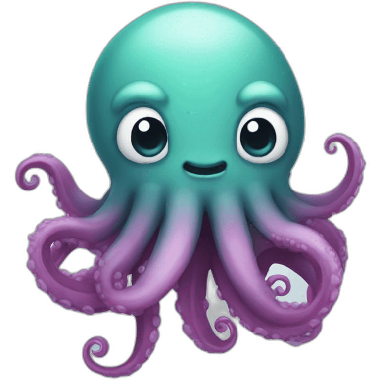 cute kraken with cute face shy blushing emoji