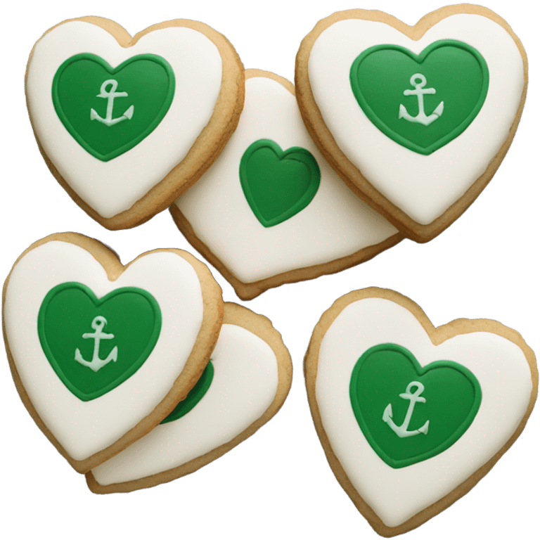 cookie heart with dark green anchor emoji