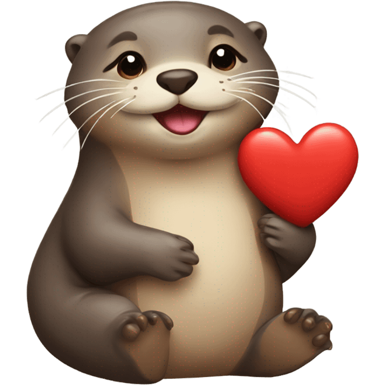 Loving otters with red heart emoji