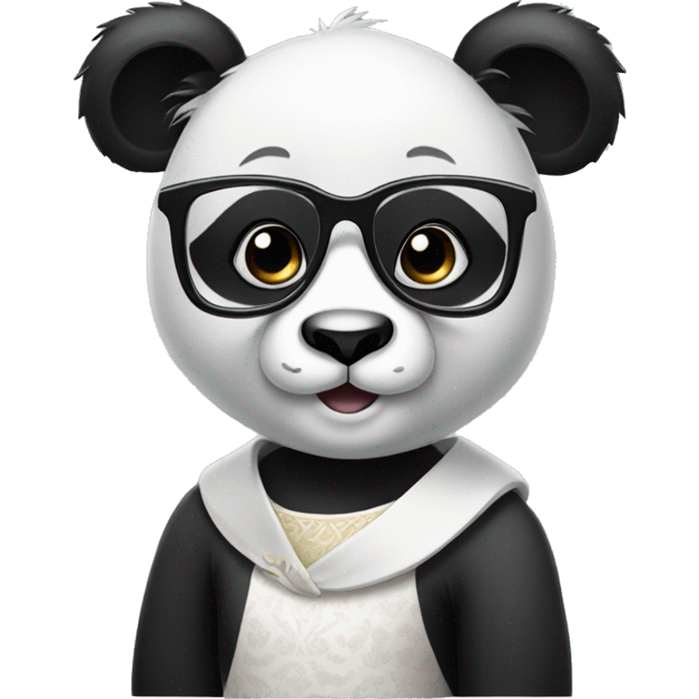 Panda wearing dress with glasses  emoji