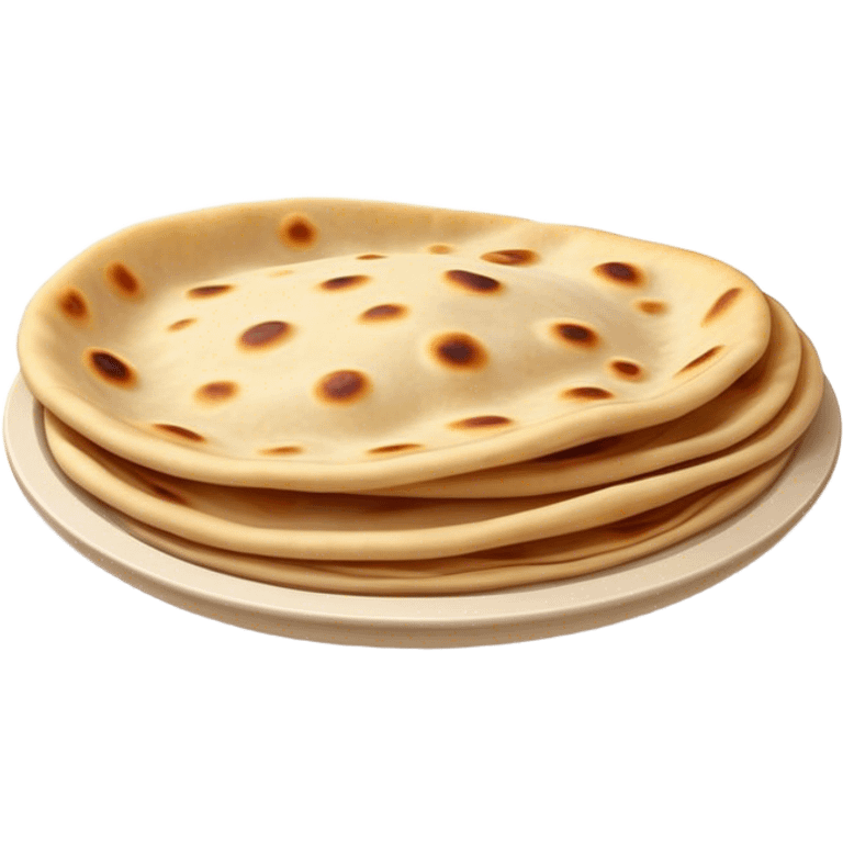 Cinematic Realistic Roti Dish Emoji, showcasing freshly made flatbread rendered with lifelike detail and warm natural lighting. emoji