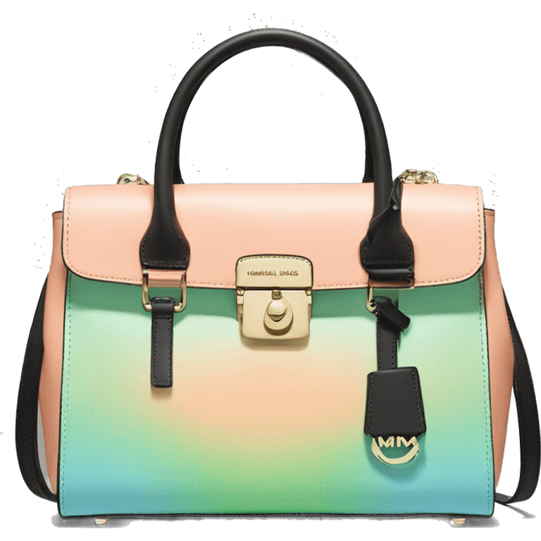 Realistic light green, light blue ,peach color ombre and black michael kors satchel purse. emoji