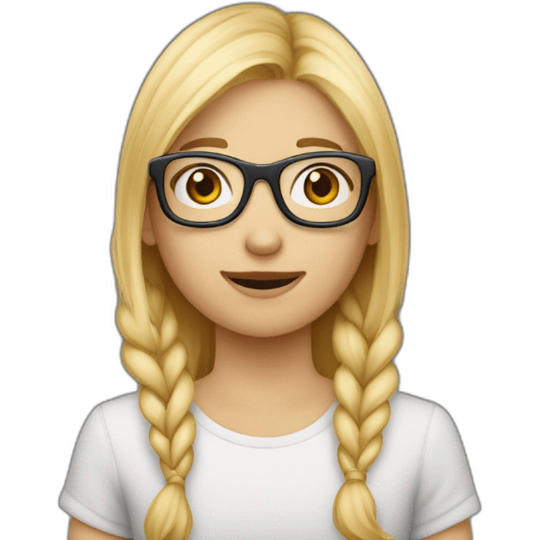 Fille blonde faisant un câlin a garçon brun lunettes emoji