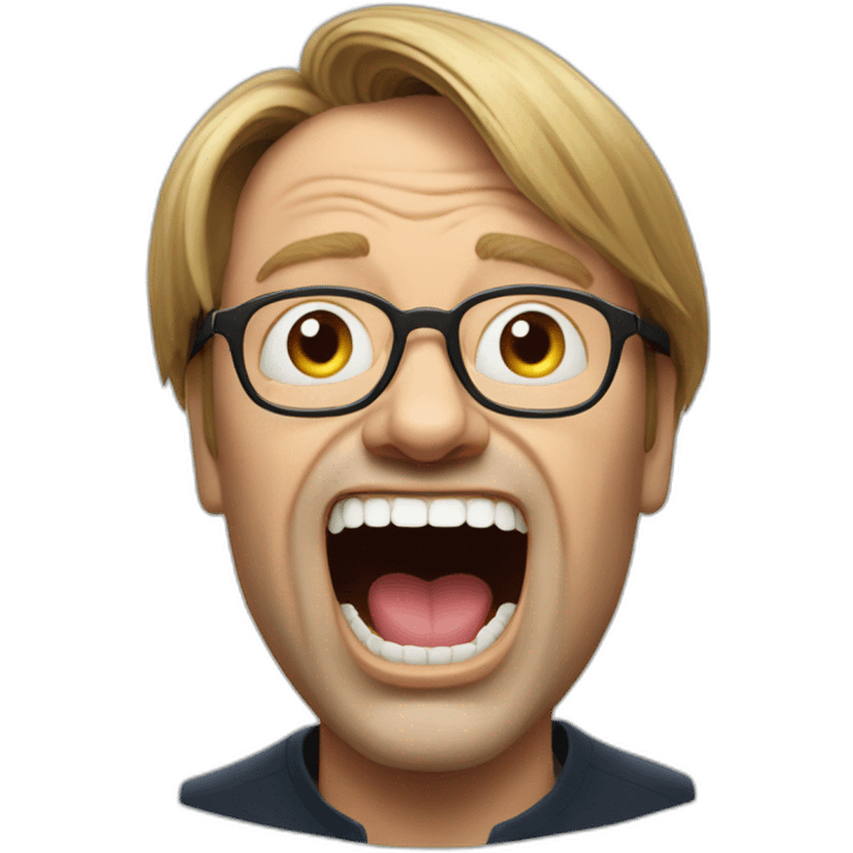 Guy Verhofstadt with open mouth and luck teeth emoji