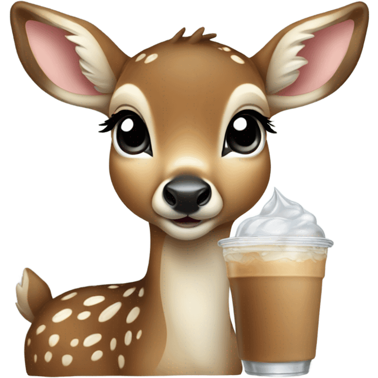 Baby deer drinking iced coffee emoji