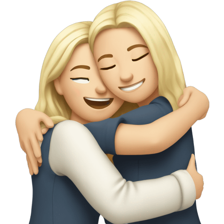 Hug two Caucasian girlfriends emoji