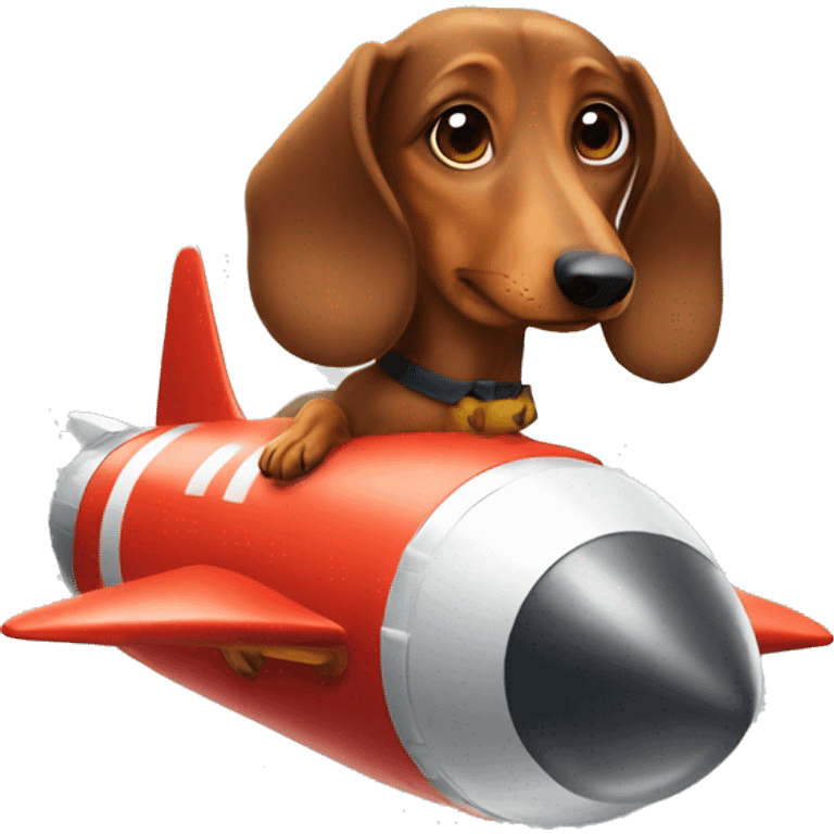 dachshund in the rocket emoji