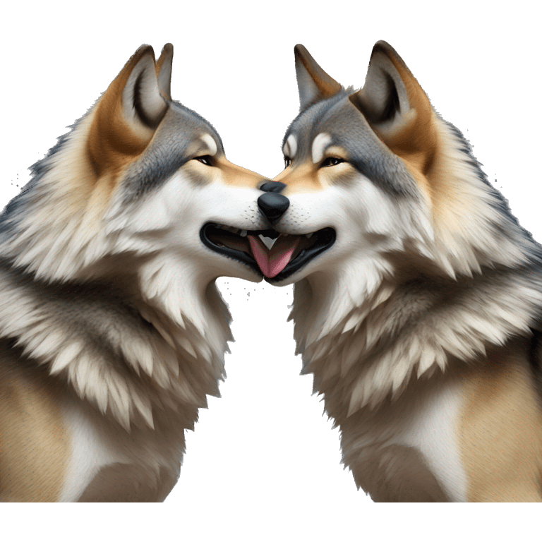 wolves kissing emoji