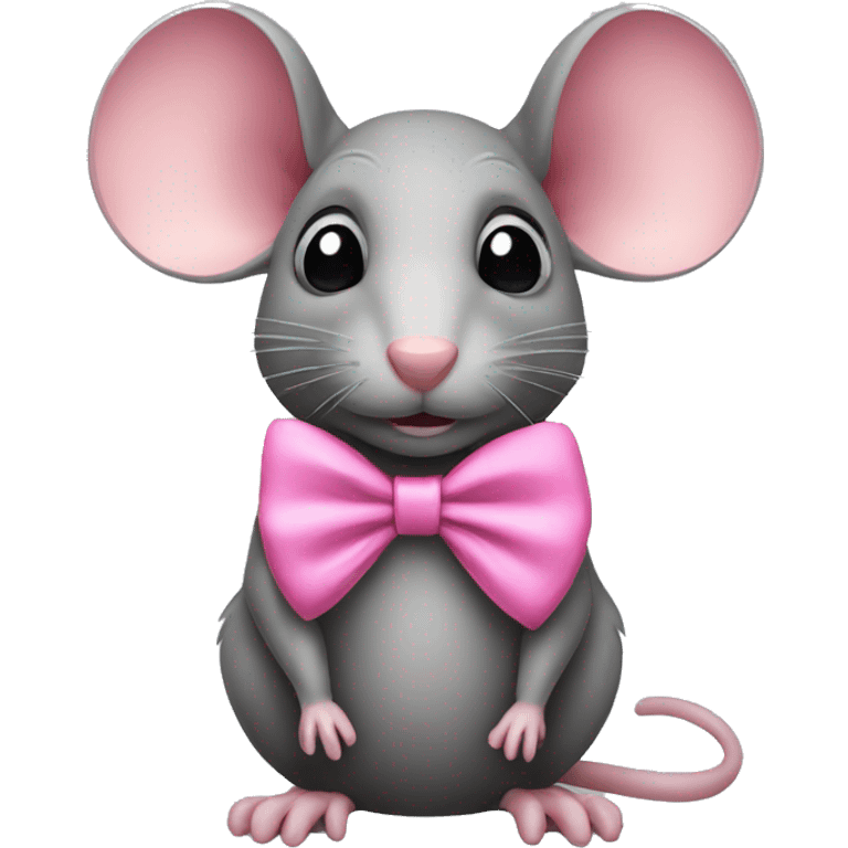 A rat wearing a pink bow emoji