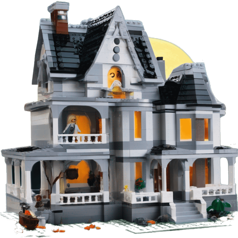 Lego barbie’s run-down frightening dangerous ghost-ridden haunted dream house nightmare scenario moon emoji