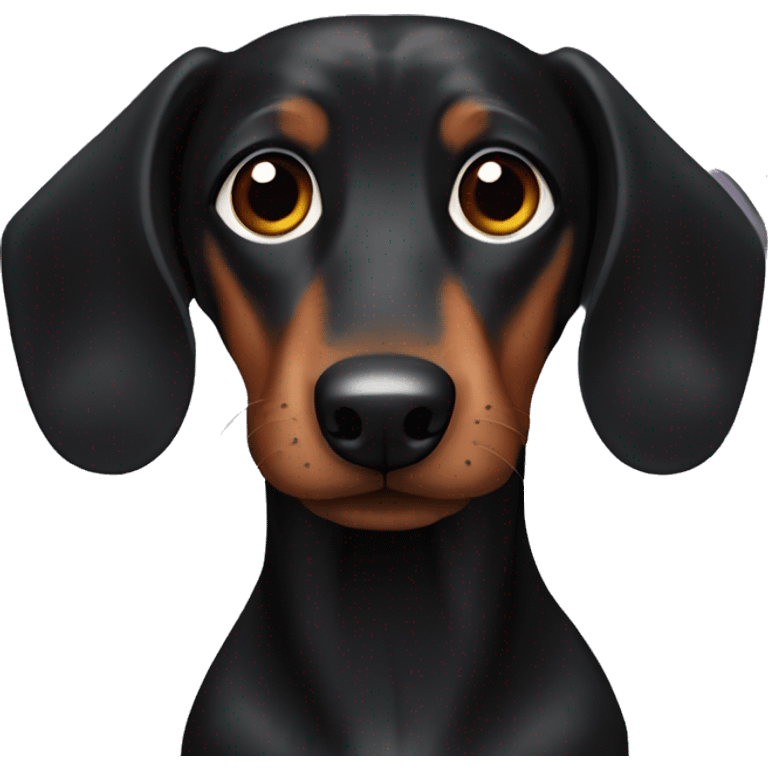 the dog is a black dachshund with brown paws and brown eyes emoji