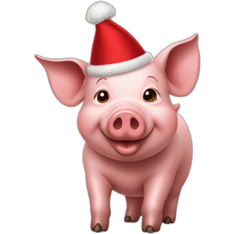 a pig wear red hat emoji