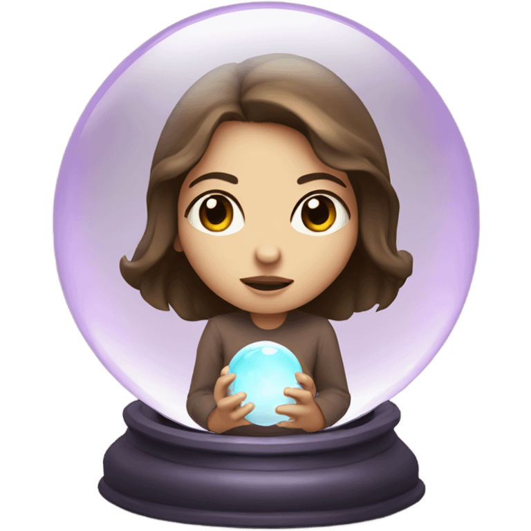 Psychic girl with brown hair looking into crystal ball  emoji