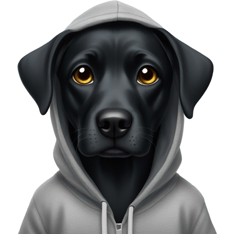 Black Dog wearing a hoodie emoji