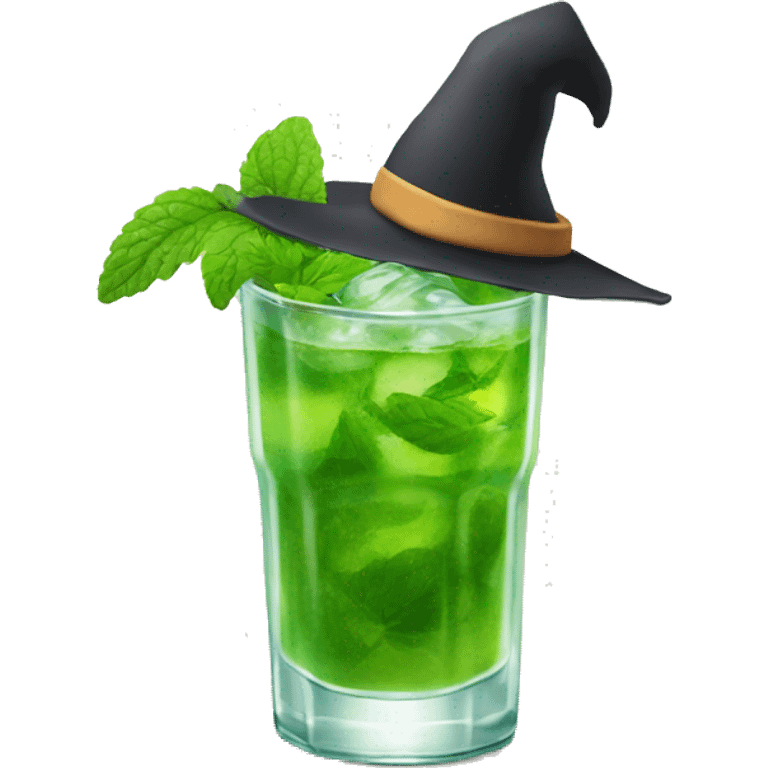 Mojito with witch hat emoji