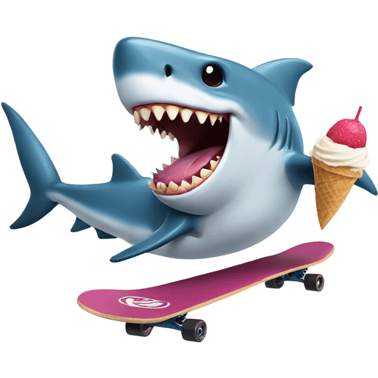 shark eating ice cream riding a skateboard  emoji