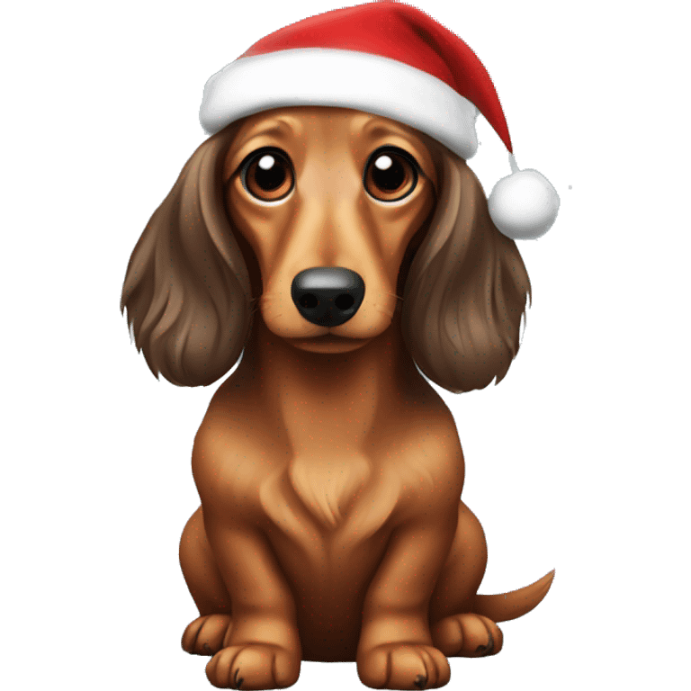 Christmas long haired dachshund  emoji