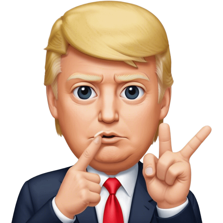 Super realistic Donald Trump pointing index finger up, realistic face emoji