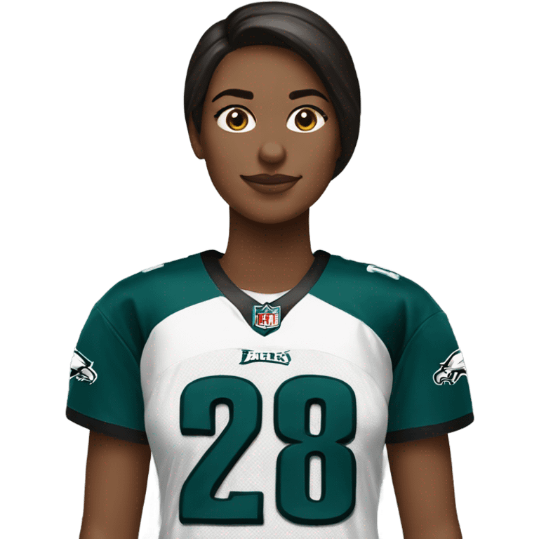 Brunette wearing Philadelphia Eagles jersey emoji