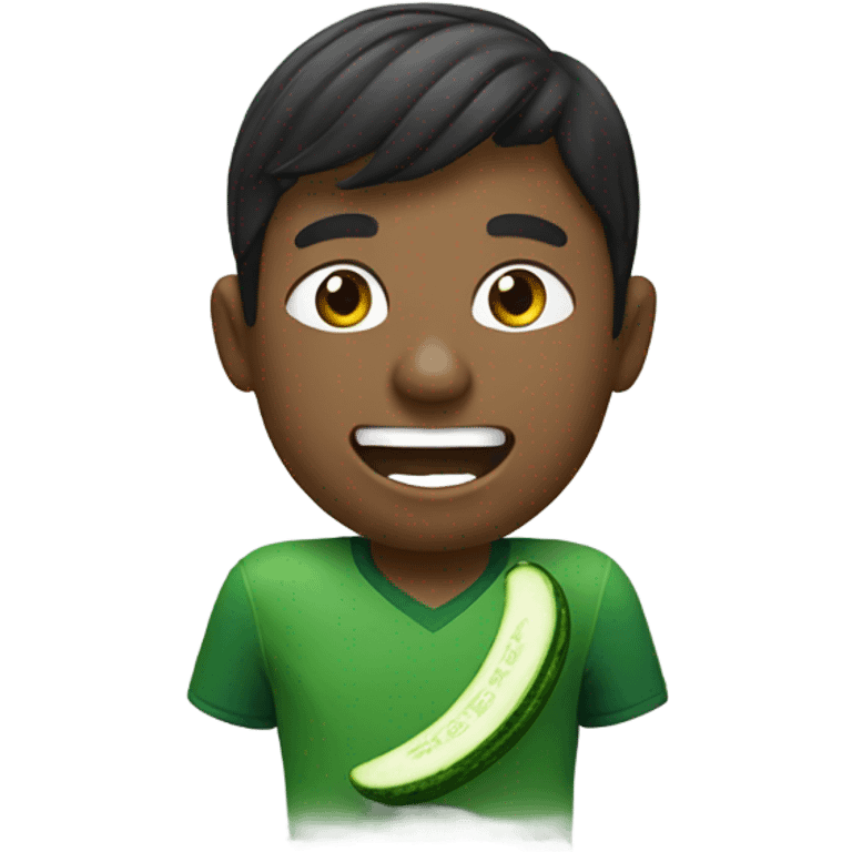 Guy in green jersey eating cucumber emoji