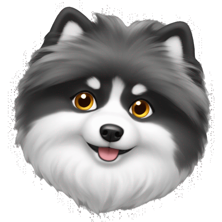 fluffy spitz black and white emoji