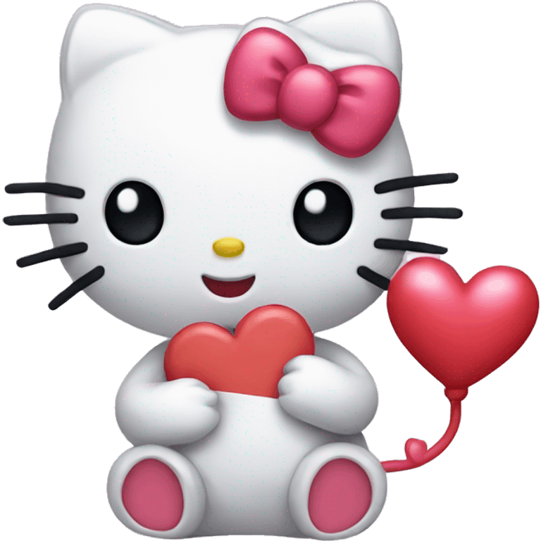 hello kitty holding a heart emoji