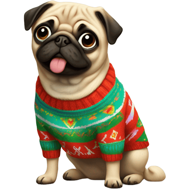 Pug dog with Mexican sweater emoji