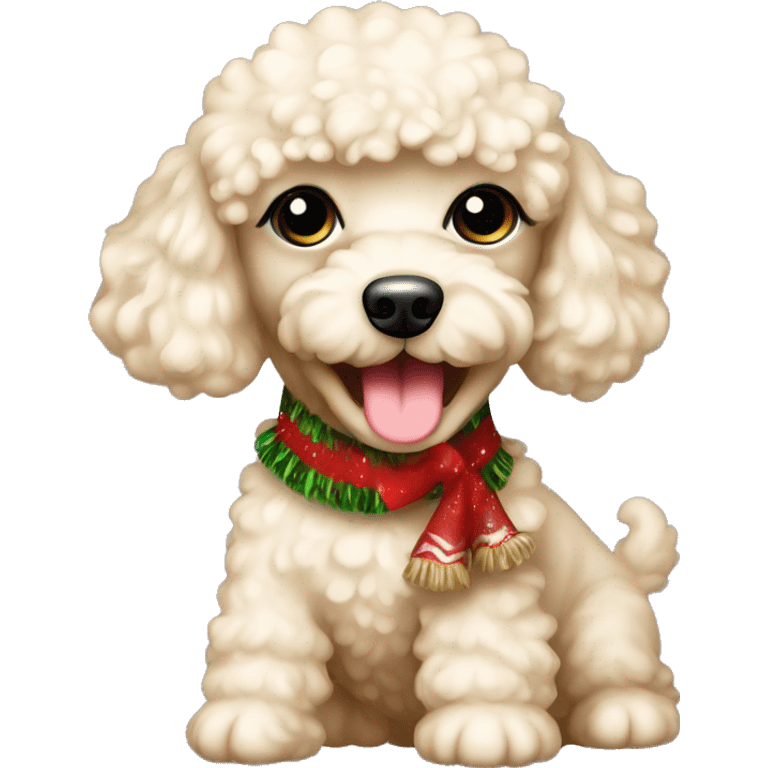 Cream puppy toy poodle – Christmas mood emoji