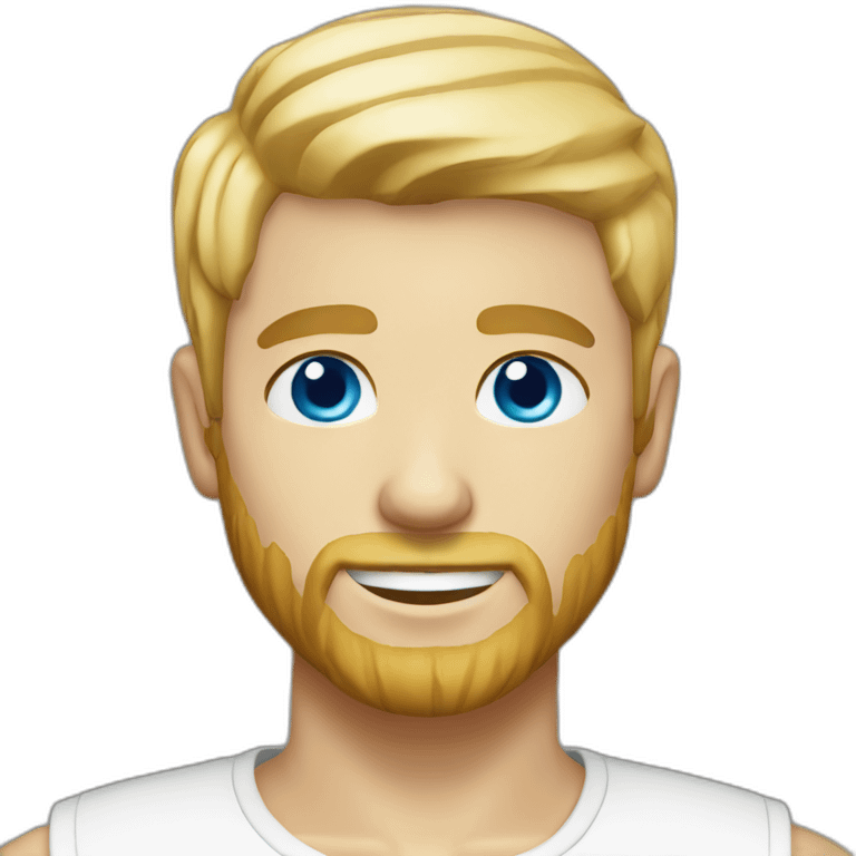 man with blue eyes, white skin, blond short beard, blond short hair emoji